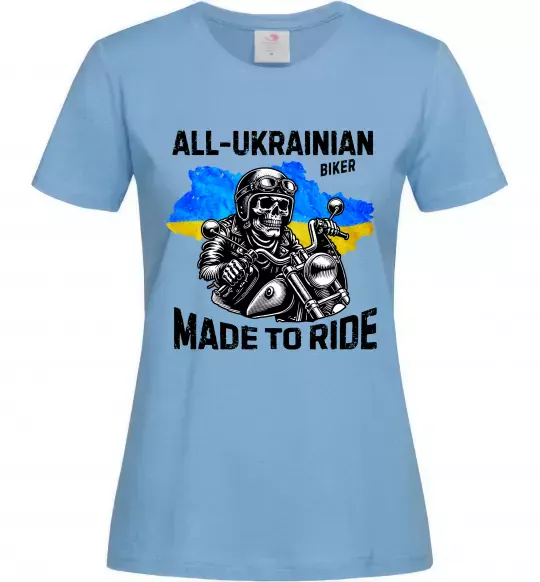 Жіноча футболка Ukrainian biker Блакитний фото