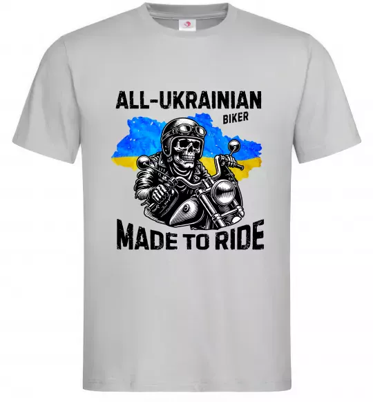 Мужская футболка Ukrainian biker Серый фото