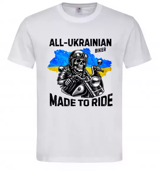 Мужская футболка Ukrainian biker Белый фото