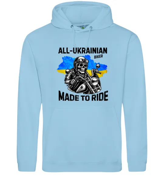 Мужская толстовка (худи) Ukrainian biker Голубой фото