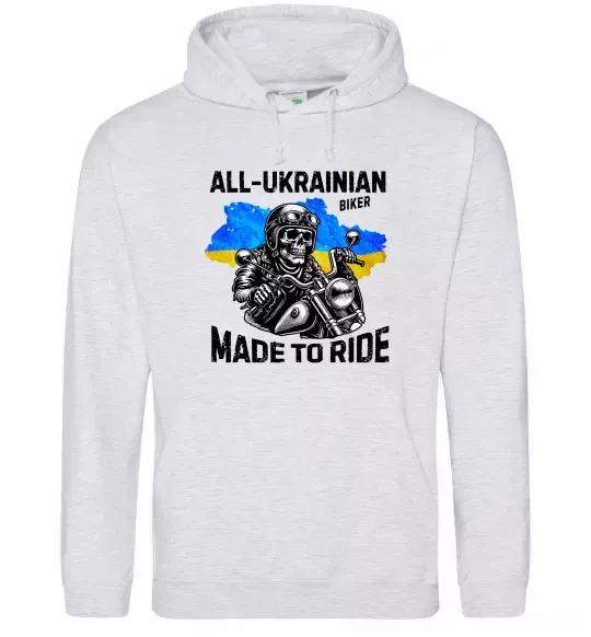 Женская толстовка (худи) Ukrainian biker Серый меланж фото