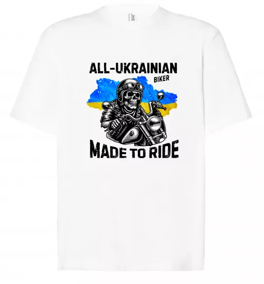 Футболка Оверсайз Ukrainian biker Белый фото