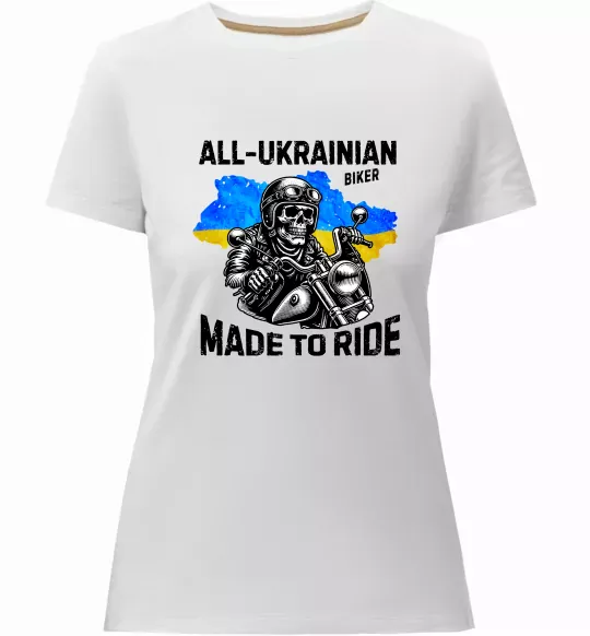 Жіноча преміум футболка Ukrainian biker Білий фото