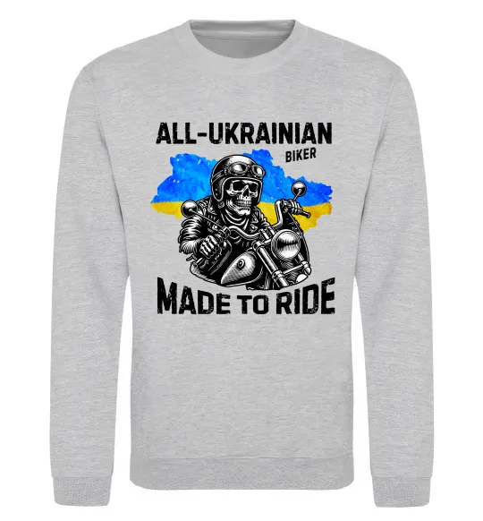 Світшот Ukrainian biker Сірий меланж фото