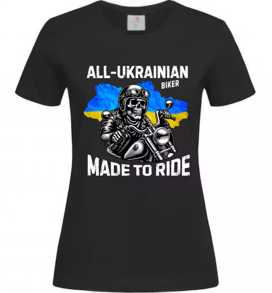 Жіноча футболка Ukrainian biker Чорний фото