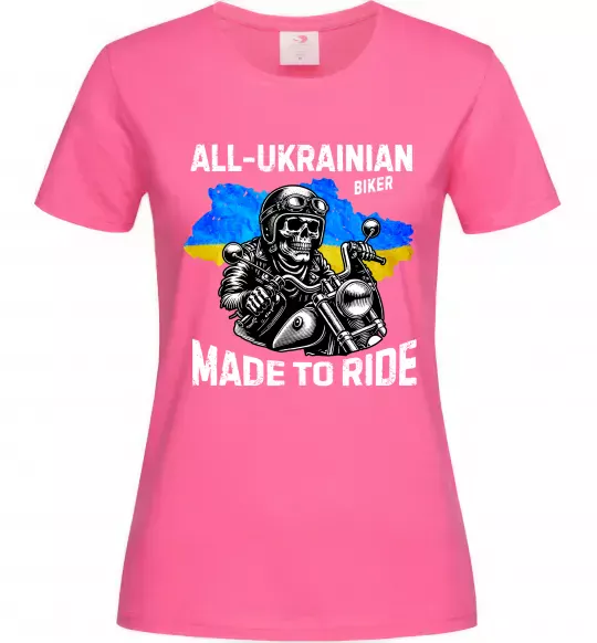 Жіноча футболка Ukrainian biker Яскраво-рожевий фото