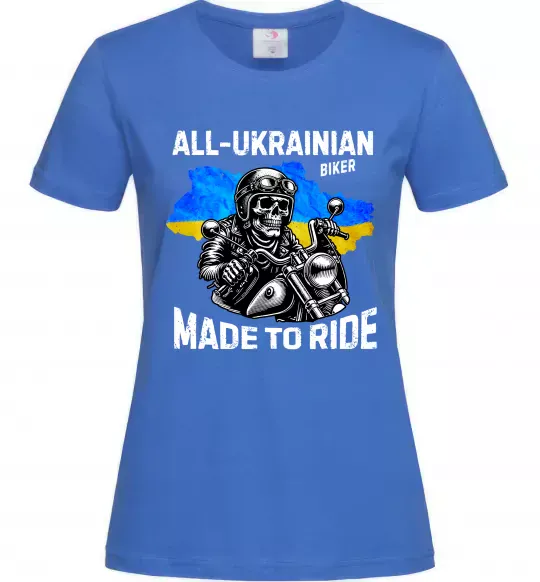 Жіноча футболка Ukrainian biker Яскраво-синій фото