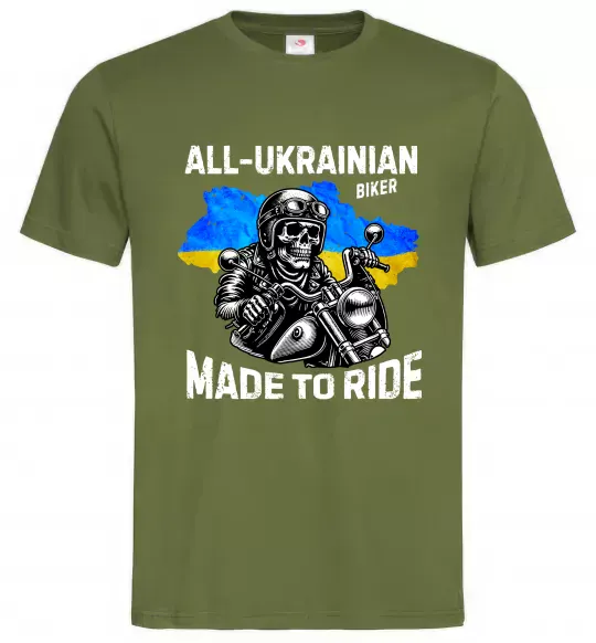 Мужская футболка Ukrainian biker Оливковый фото