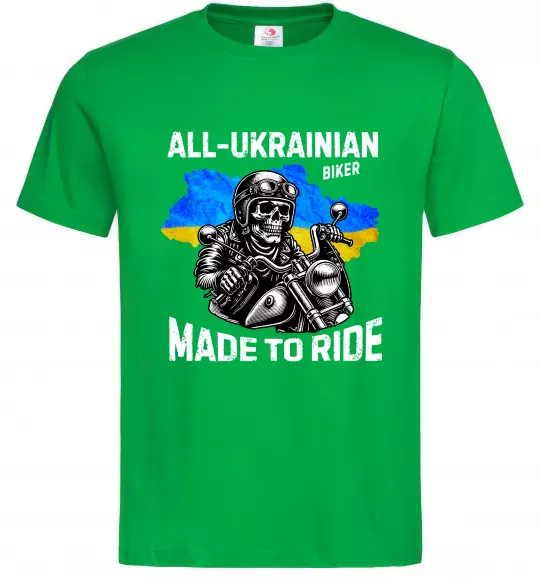 Мужская футболка Ukrainian biker Зеленый фото