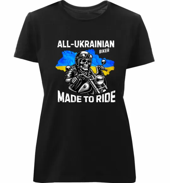 Жіноча преміум футболка Ukrainian biker Чорний фото