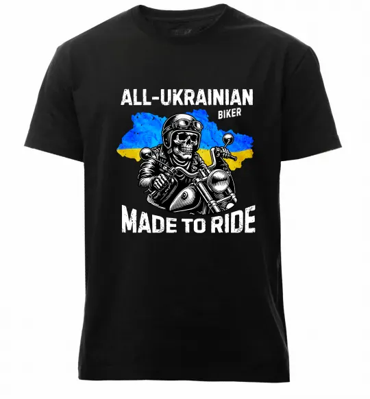 Чоловіча преміум футболка Ukrainian biker Чорний фото