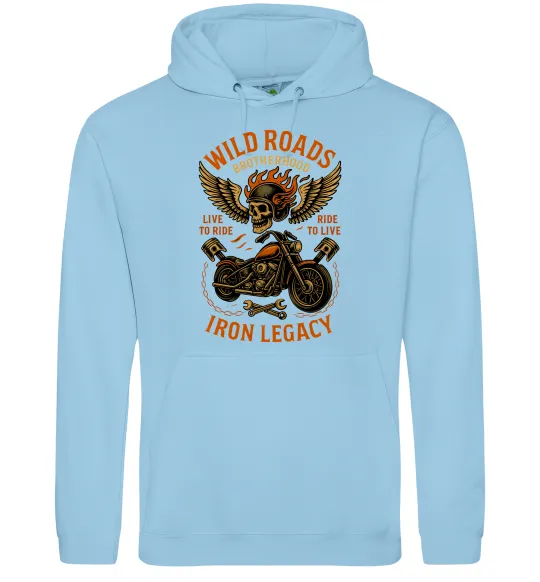 Мужская толстовка (худи) Wild roads Голубой фото