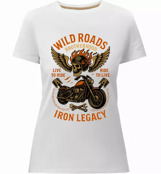 Женская премиум футболка Wild roads Белый фото