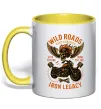 Чашка з кольоровою ручкою Wild roads Лимонний фото
