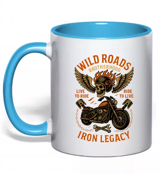 Чашка с цветной ручкой Wild roads Голубой фото