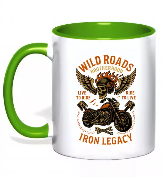 Чашка с цветной ручкой Wild roads Зеленый фото