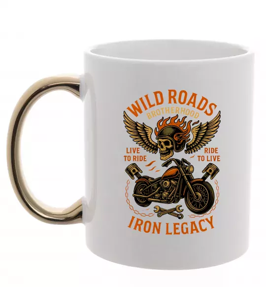 Чашка с цветной ручкой Wild roads Золото фото