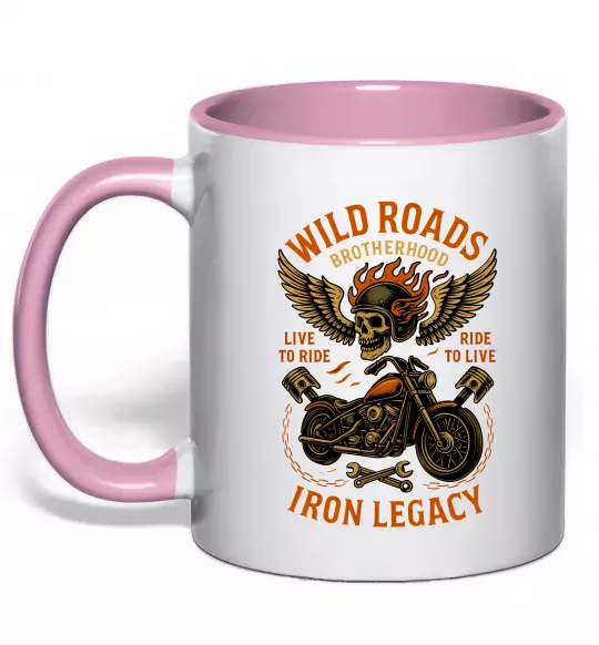 Чашка с цветной ручкой Wild roads Нежно розовый фото