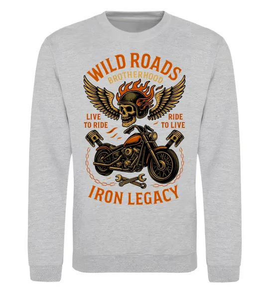 Світшот Wild roads Сірий меланж фото