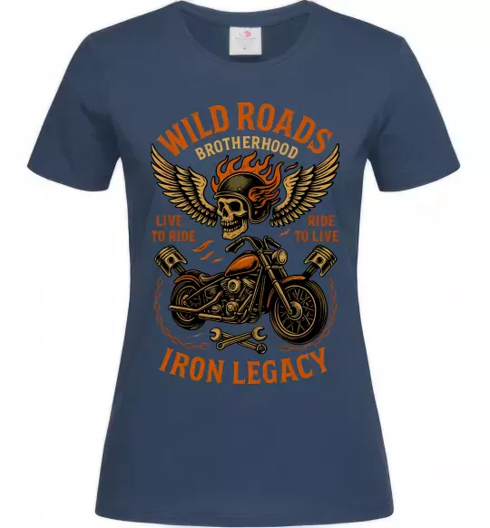 Жіноча футболка Wild roads Темно-синій фото