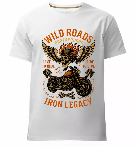 Мужская премиум футболка Wild roads Белый фото