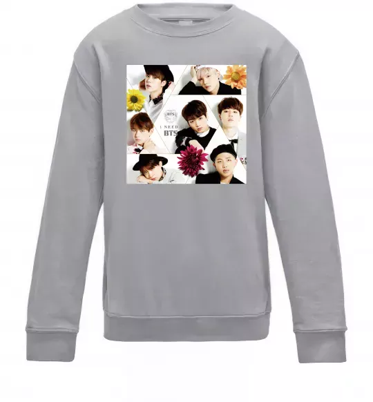 Дитячий світшот BTS photos Сірий меланж фото