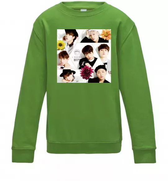 Дитячий світшот BTS photos Лаймовий фото