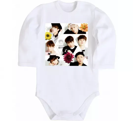 Детский боди BTS photos Белый фото