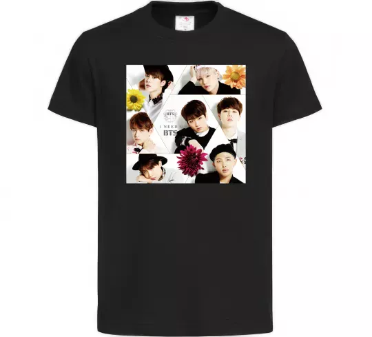Дитяча футболка BTS photos Чорний фото