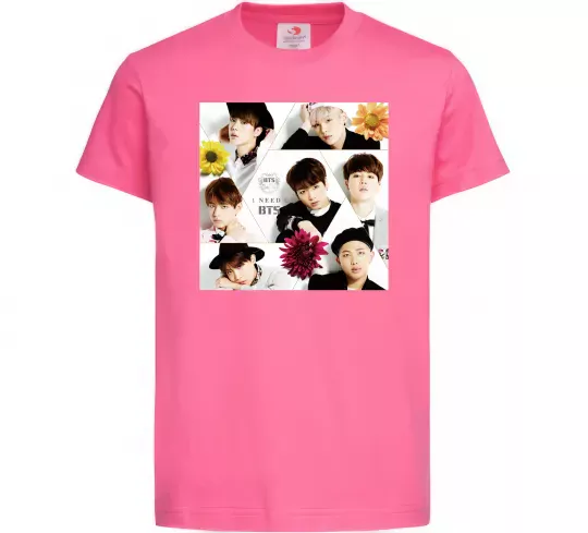 Дитяча футболка BTS photos Яскраво-рожевий фото