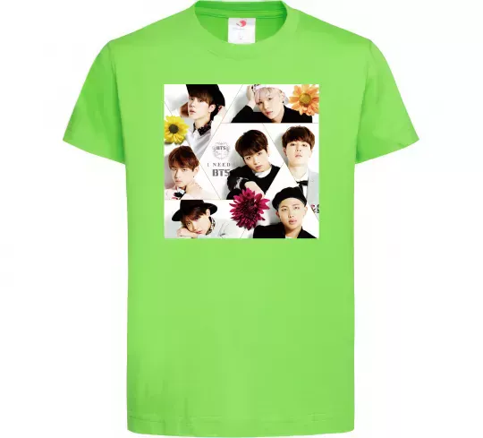 Дитяча футболка BTS photos Лаймовий фото