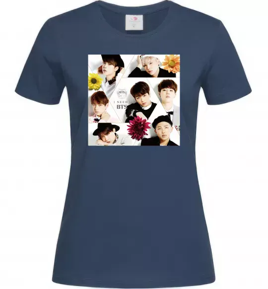 Женская футболка BTS photos Темно-синий фото