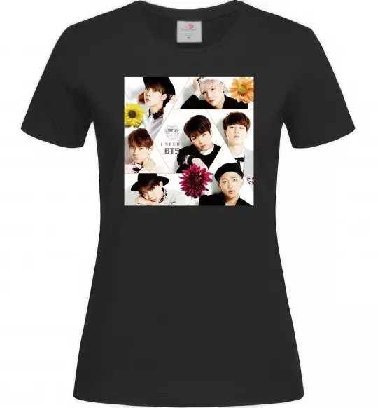 Женская футболка BTS photos Черный фото