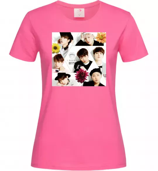 Женская футболка BTS photos Ярко-розовый фото