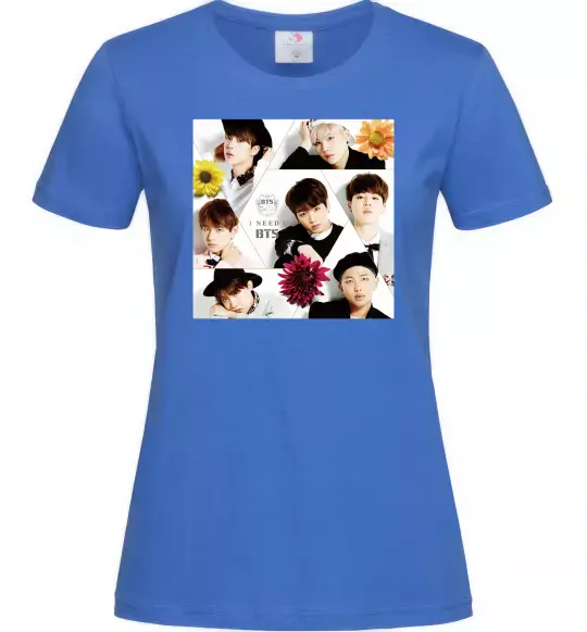 Женская футболка BTS photos Ярко-синий фото