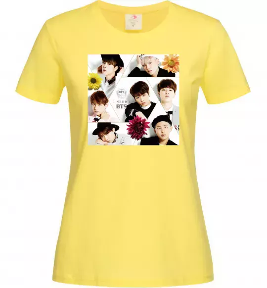 Женская футболка BTS photos Лимонный фото