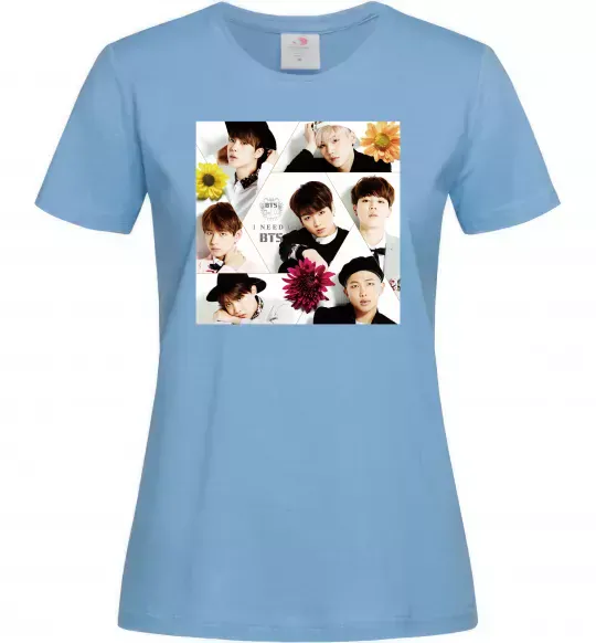 Женская футболка BTS photos Голубой фото