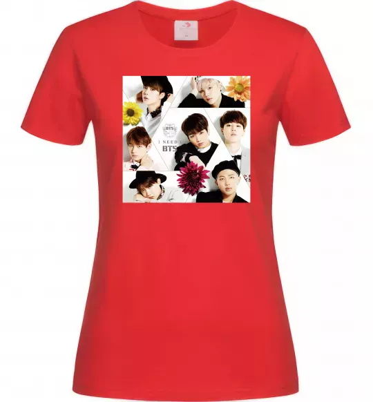 Женская футболка BTS photos Красный фото