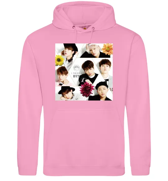 Мужская толстовка (худи) BTS photos Розовый фото