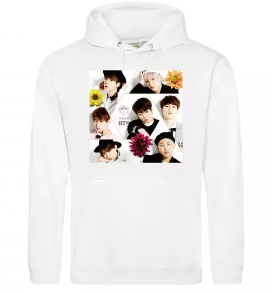 Чоловіча толстовка (худі) BTS photos Білий фото