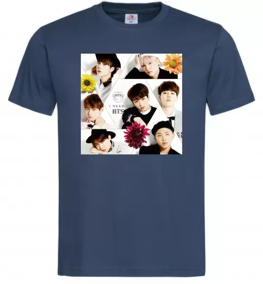 Мужская футболка BTS photos Темно-синий фото