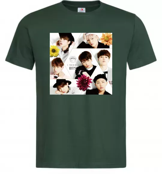 Мужская футболка BTS photos Темно-зеленый фото