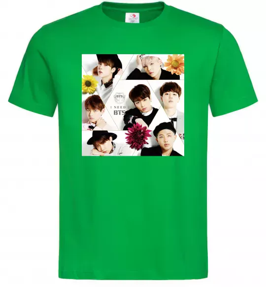 Мужская футболка BTS photos Зеленый фото