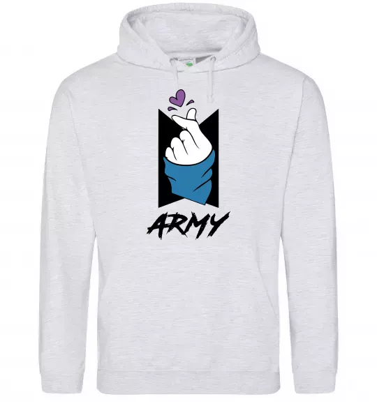 Женская толстовка (худи) BTS army heart Серый меланж фото