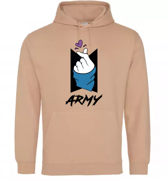 Женская толстовка (худи) BTS army heart Песочный фото