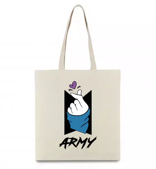 Еко-сумка BTS army heart Бежевий фото