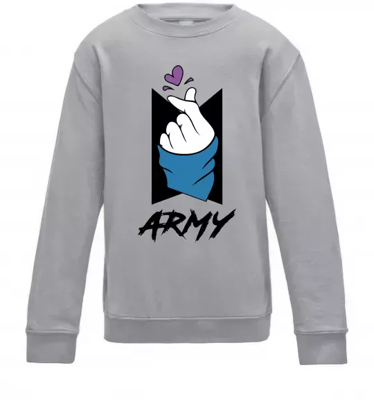Детский Свитшот BTS army heart Серый меланж фото