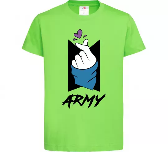 Дитяча футболка BTS army heart Лаймовий фото