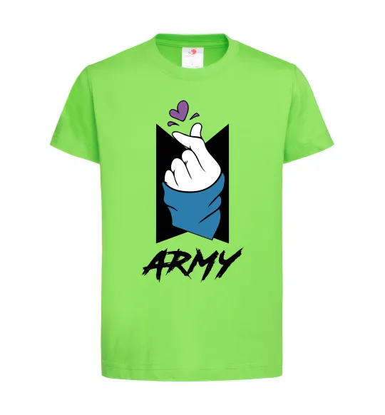 Дитяча футболка BTS army heart Лаймовий фото