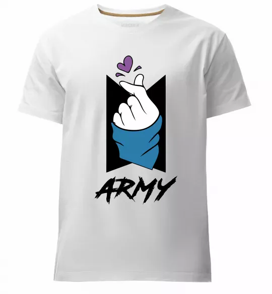 Чоловіча преміум футболка BTS army heart Білий фото